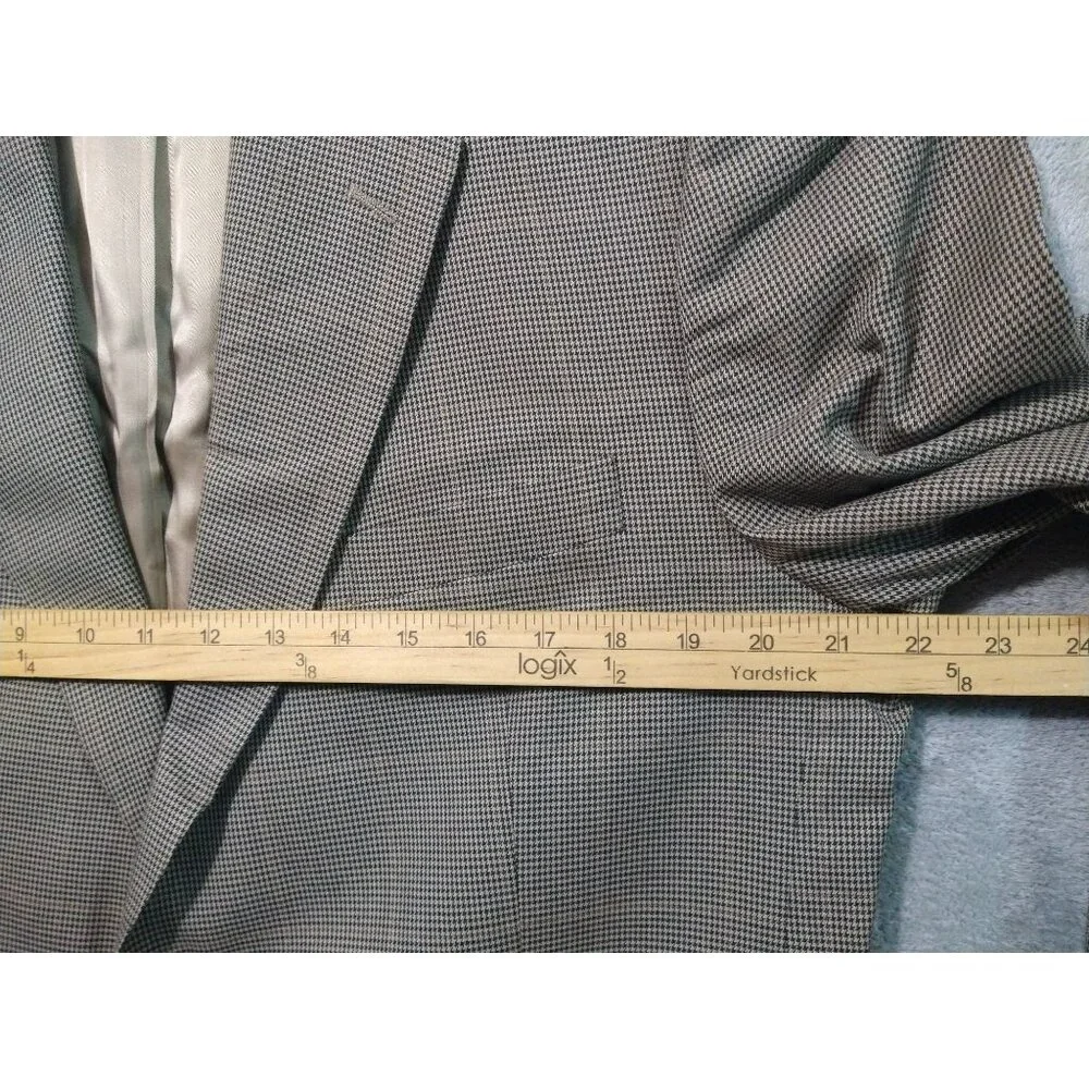 Brooks Brothers Blazer Mens 44R Brown Houndstooth Plaid Sport Jacket 2 Button